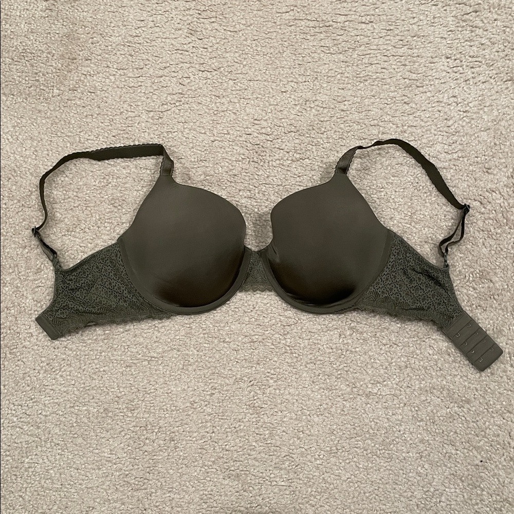 Preowned Bare Olive Green Lace Underwire Bra 32F